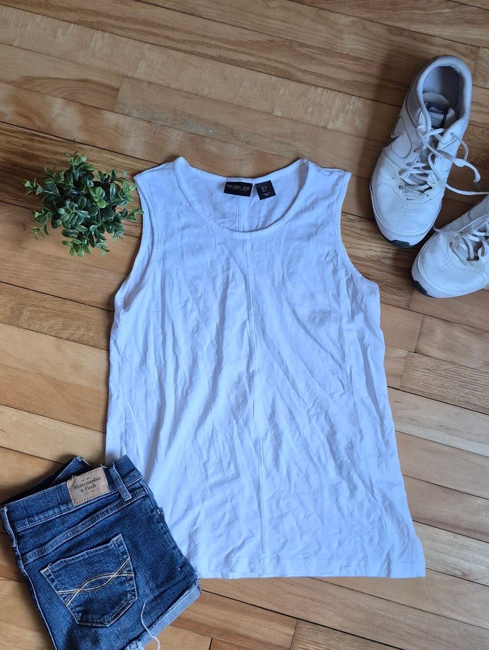 Rachel Zoe White Sleeveless Crewneck Tank Top